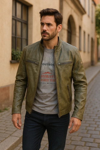 Engbers lederjacke khaki - lederjacke,