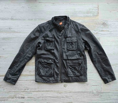Hugo boss orange lederjacke - orange,