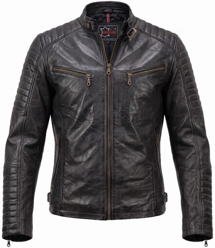 Herren bikerjacke aus echtem - bikerjacke,